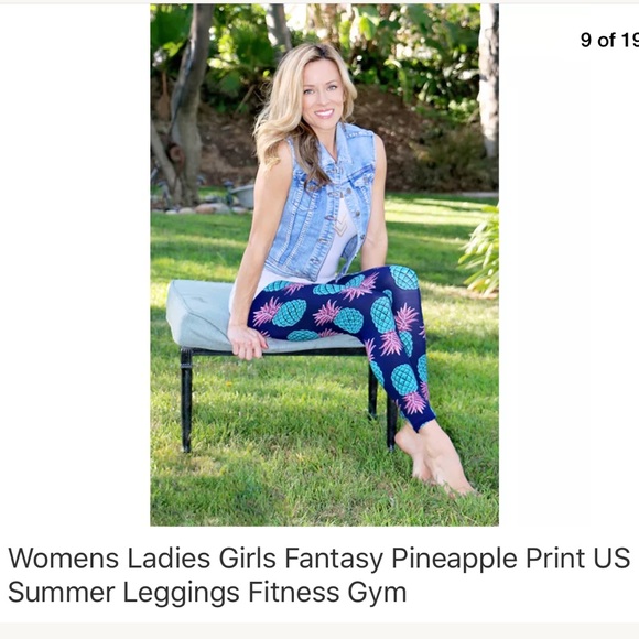 ⬇️ NWT New pineapple leggings one size XS-XL blue - Picture 3 of 8